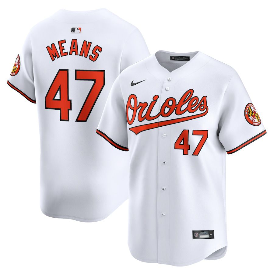 Men Baltimore Orioles #47 John Means Nike White Home Limited Player MLB Jersey